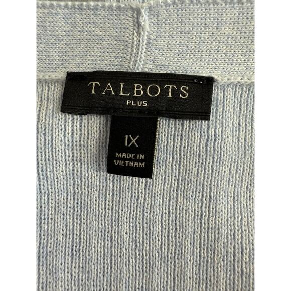 Talbots Longline Pima Cotton Cardigan Sweater Womens Size 1X Pockets Light Blue - Picture 11 of 12